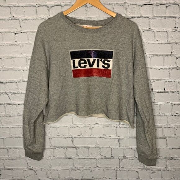 Levis sequined hem cropped sweatshirt. Medium - Picture 3 of 7